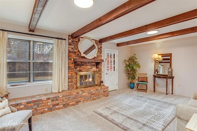 Wood Beams, Fireplace and New Carpet!