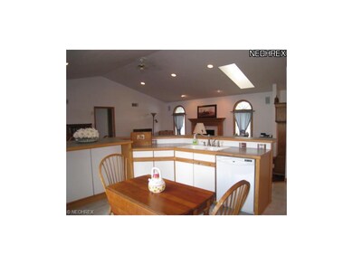 View from kitchen into great room.