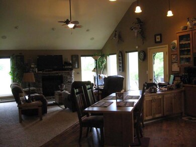 Vaulted ceiling in greatroom.  Kitchen/living divi