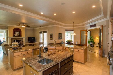 Kitchen open to Family Room Fireplace