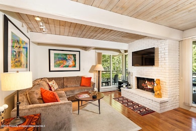 Living Room with Wood Burning Fireplace