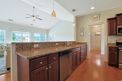 Kitchen with appliances with stainless steel finis
