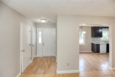 Entryway with light wood-type flooring, sink, and