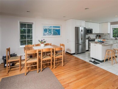 The dining area is bright and airy...