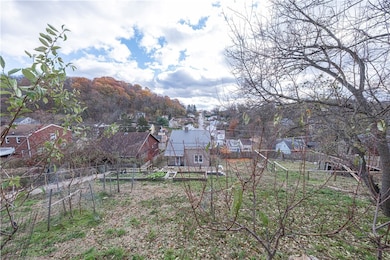 View of Home and Backyard from back of property displays cement steps that lead to the house from the Alley. The numerous trees and beds for growing.