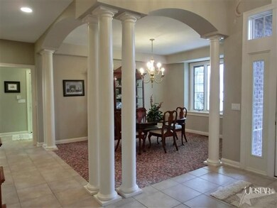 Dining room with pillars