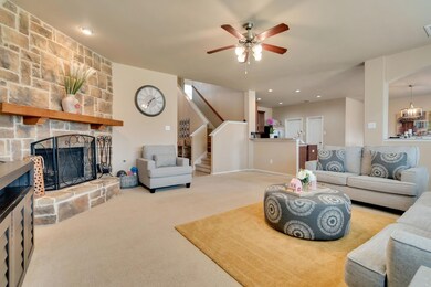 Impressive Stone Fireplace And Mantel.