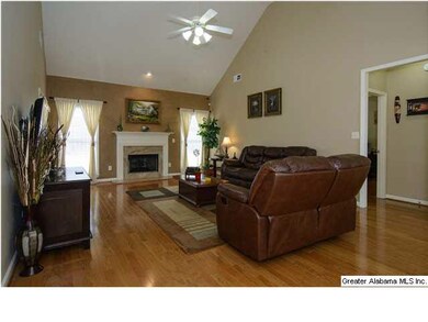 Den features the gas fireplace, cathedral ceiling 