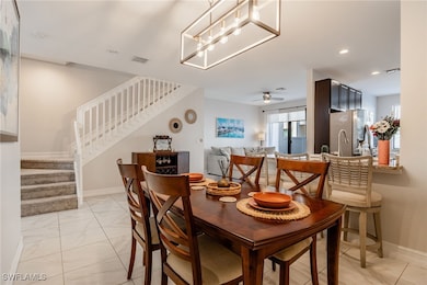 Dining room featuring marble finish floor, recesse