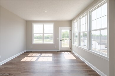 Doorway with plenty of natural light and light hardwood floors