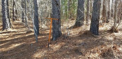 This orange painted T-post is close to the middle of the lot in front and is approximately even with the front setback requirement; This 1.24 acre wooded lot has a relatively flat building envelope; Take down or leave up as many trees as you'd like; 