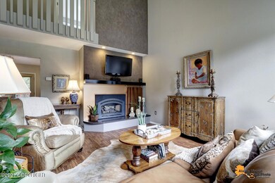 Cozy gas fireplace . . .