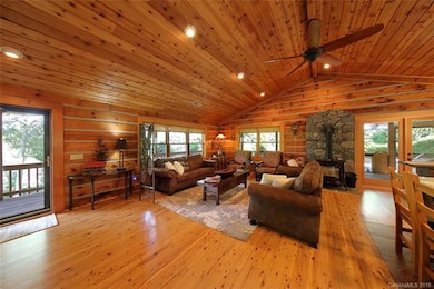 Living area with vaulted ceiling, Austrialian pine