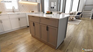 Kitchen with light wood-style flooring, tasteful 