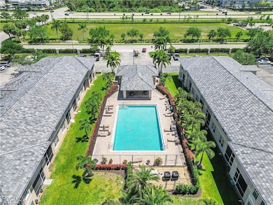 Bird's eye view of a pool area