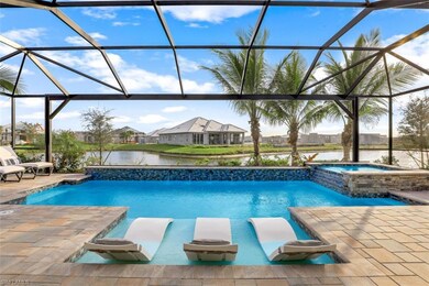 Picturesque lake view with gorgeous picture screen window,  the fun starts right away this home is offered FURNISHED, all the lanai furniture is ready for you and your guests. I love this sunshelf!