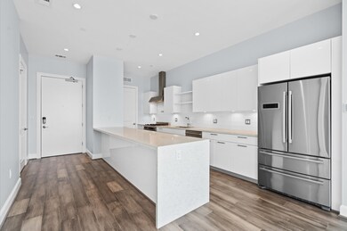 The sleek stainless steel appliances are perfect f