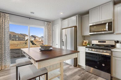 Kitchen leads out to a concrete patio.