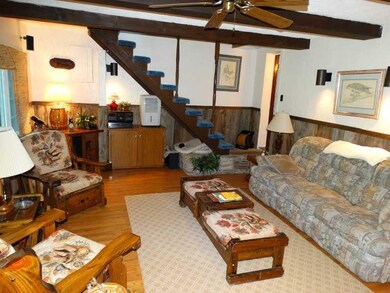 Living Room. Check out the barn-door wainscoting d