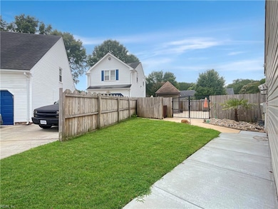 exterior left side fence entrance (custom aluminum fence)