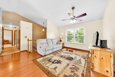 Vaulted ceiling with fan