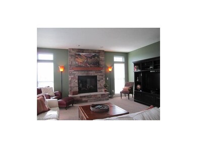 Beautiful stone fireplace in family room