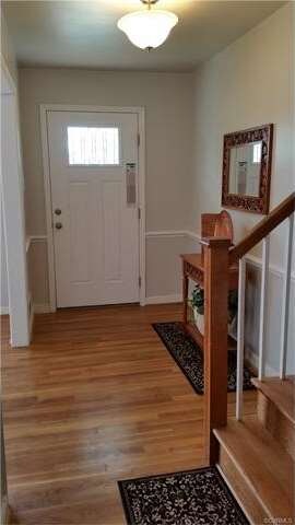 Foyer - Newly Sanded and Stained Honey Oak Hardwoo