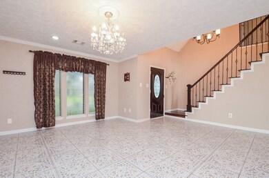 Unique tile pattern in spacious living areas