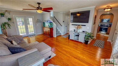 French doors that lead to the back yard.