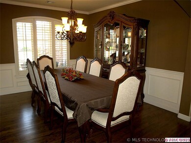 Elegant Formal Dining has beautiful crown moldings