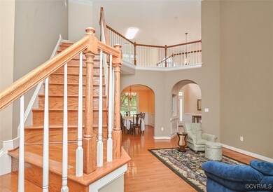 Staircase with hardwood treads and risers.