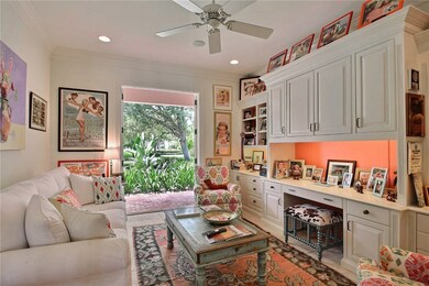 Double doors from the living area open to a study