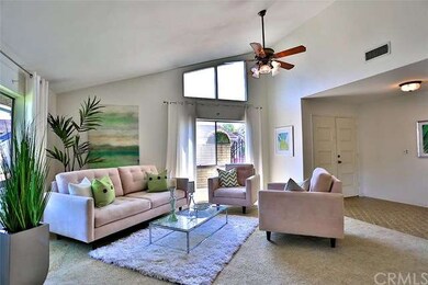 Living room with high ceilings