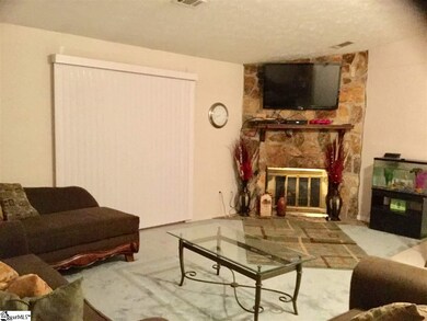 Living room view with fireplace