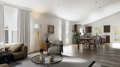 Cedar plan rendering shows great room with space f