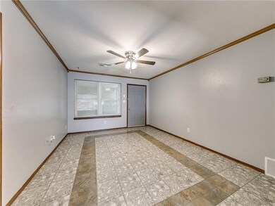 Living Room-New Ceiling Fan and crown molding. No 