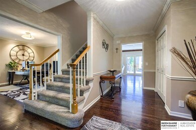 Office on left as you walk in and formal dining room on right.