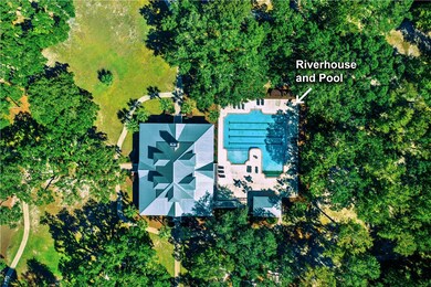 Aerial view of the Riverhouse and Pool