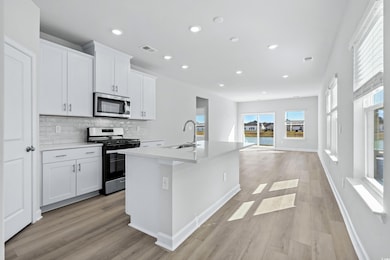 Kitchen with appliances with stainless steel finis