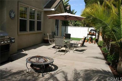Backyard with mature palm trees and privacy