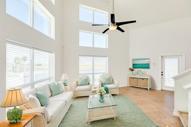 Digitally staged photo of open living area
