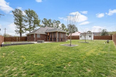 Incredible backyard with raised garden bed, screen