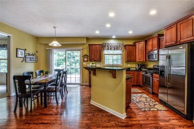 The kitchen also provides this raised center islan