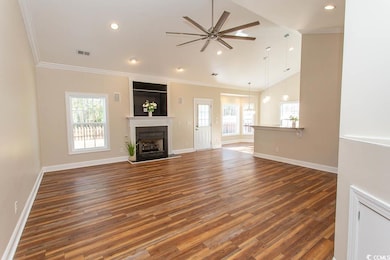 Unfurnished living room with a fireplace, ceiling 