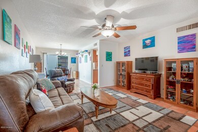 Living room open to dining area