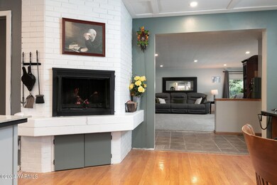 Wood-Burning Fireplace in Kitchen