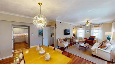 view of the open living and dining area with views