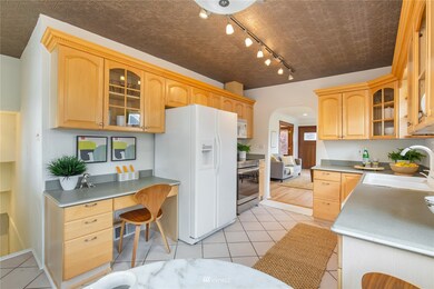  Awesome real wood cabinets and desk area.