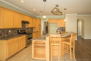 Open kitchen. Newer stove/oven with convection ove