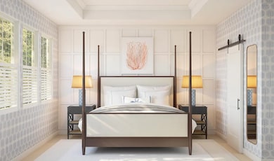 Primary suite with decorative feature wall